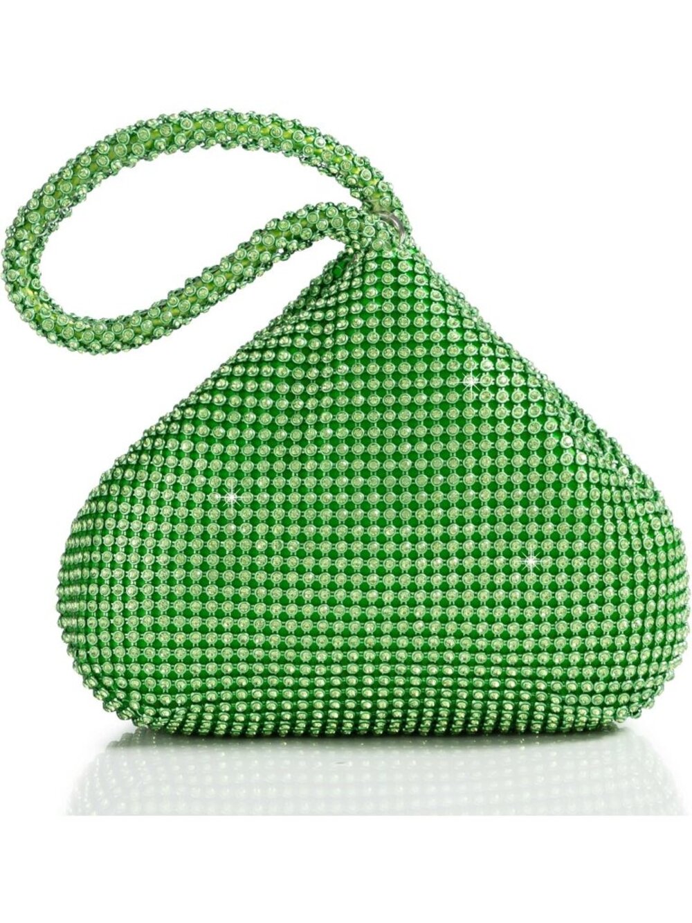 Women's Green Clutch Wristlet Perse Triangle Sparkly Glitter Evening Bags